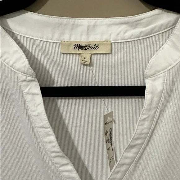 Madewell Puff-Sleeve Henley Knit Top in White - Picture 6 of 7